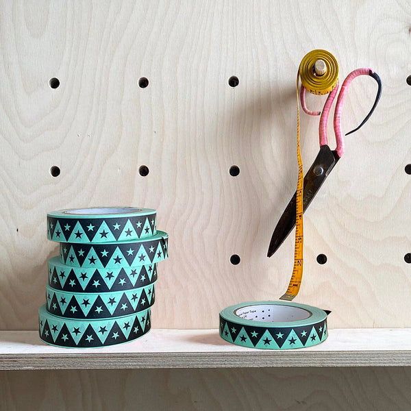 Mint Triangle & Star Adhesive Paper Tape