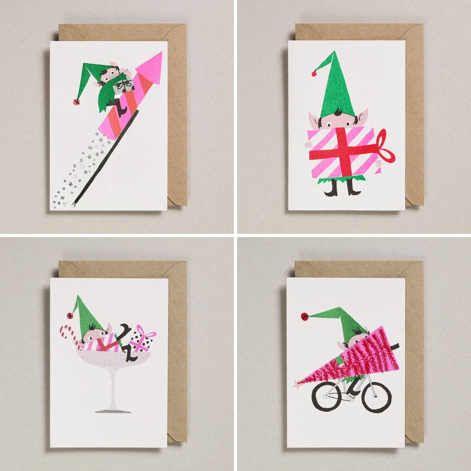 Petra Boase | Pack of 8 festive Elf Christmas cards
