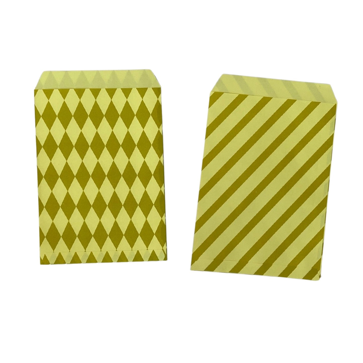 Pattern Paper Gift Bags| Yellow and Olive | Pack of 20