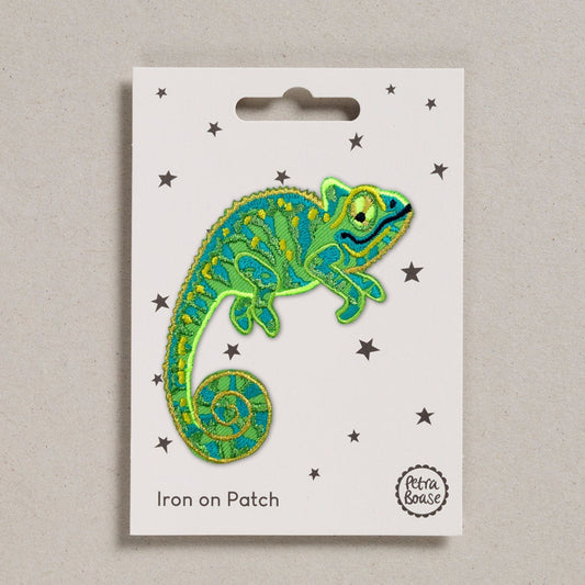 Chameleon Iron On Embroidered Fabric Patch 