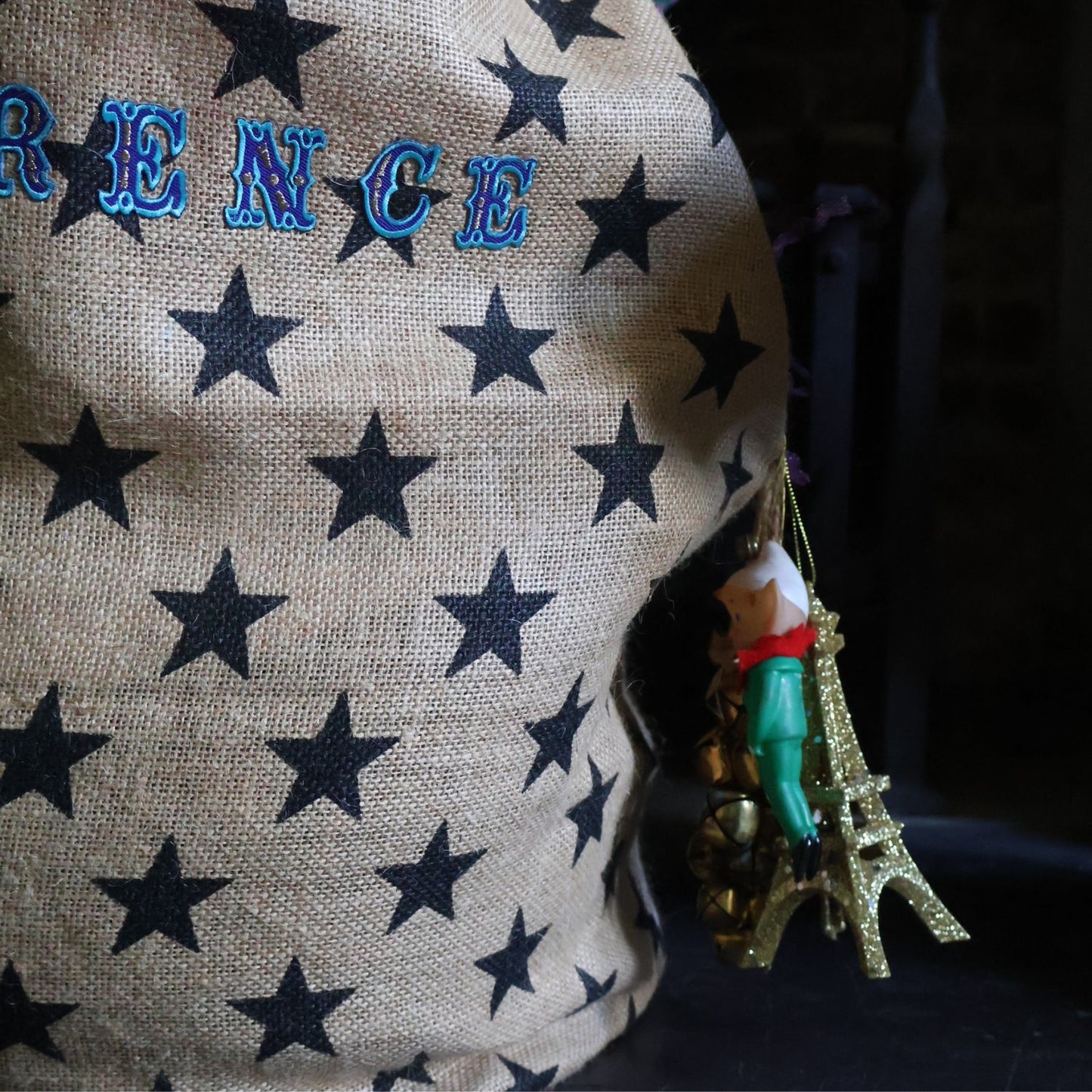 Petra Boase | Christmas Personalised Gift Sack Closeup