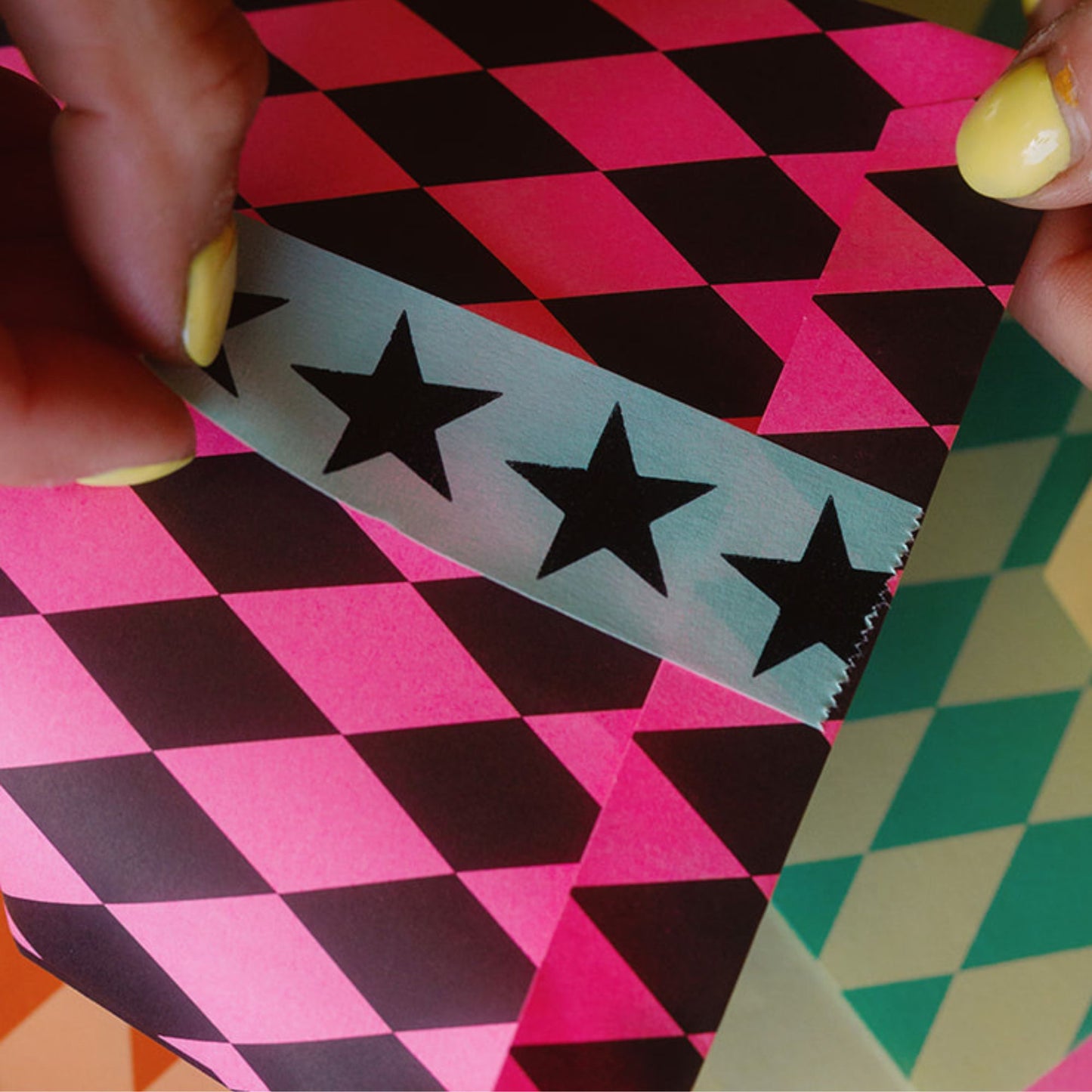 Petra Boase | Colourful pattrened party bags and paper tape