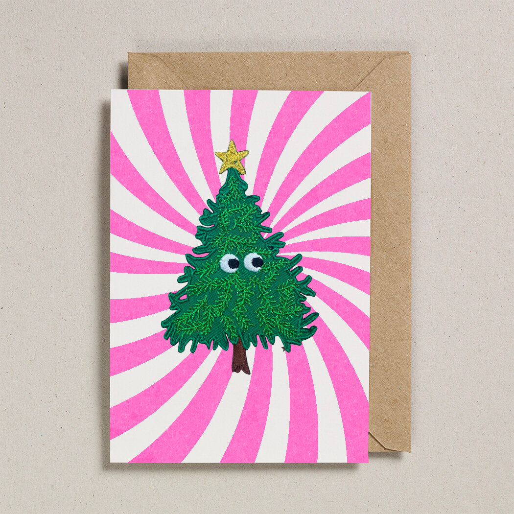 Petra Boase | Iron_on_patch_card_Chrstmas_tree_swirl
