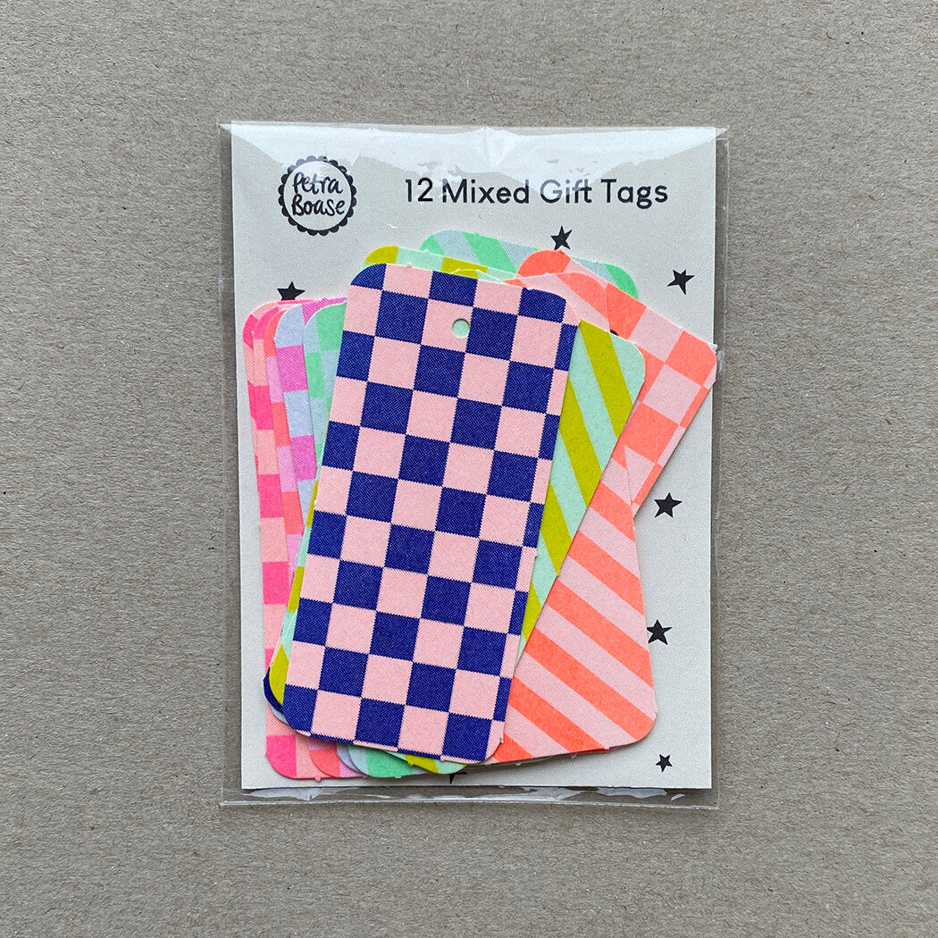 Petra Boase | Pack of 12 mixed pattern riso printed gift tags 