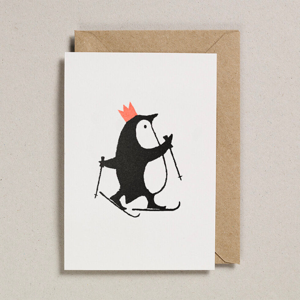 Petra Boase | Penguin on skis mini Christmas carsd pack of 6