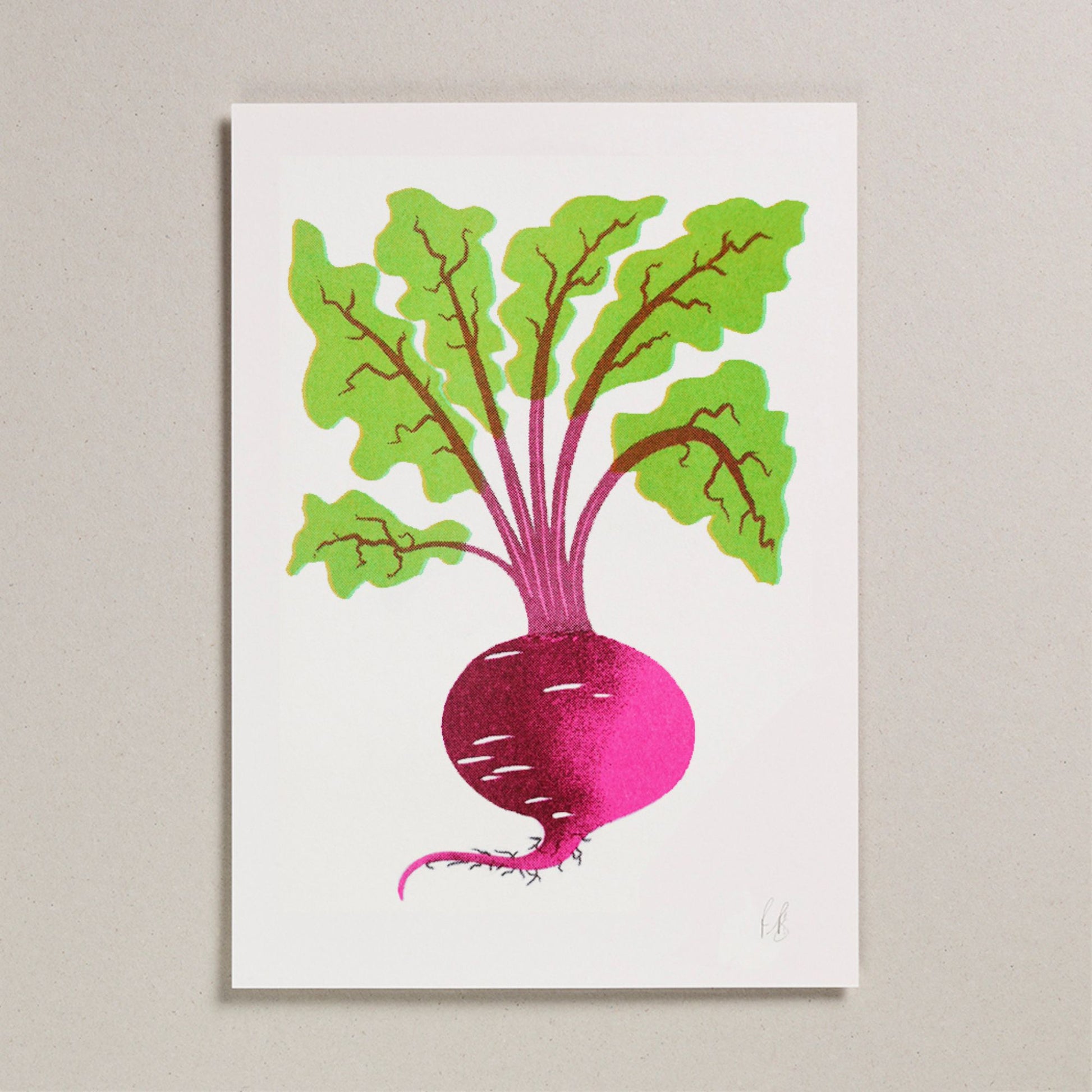 Petra Boase | Unique Risograph Print Beetroot Wall Art Print 