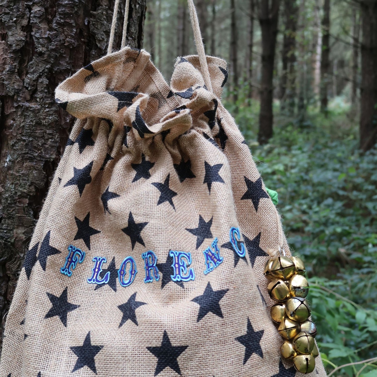 Petra Boase | personalised star gift sack in a forest