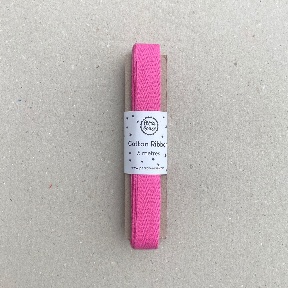 Pink Cotton Herringbone Ribbon, 5 Metre Length