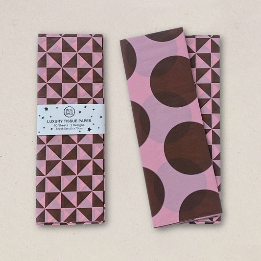 Pink and Brown Jumbo Polka Dot Tissue Paper by Petra Boase
