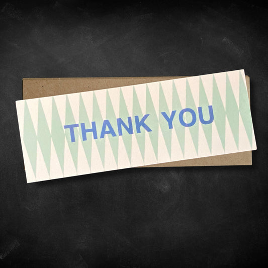Pack of 12 Thank You Skinny Notecards- Riso Print | Blue Diamond Design.
