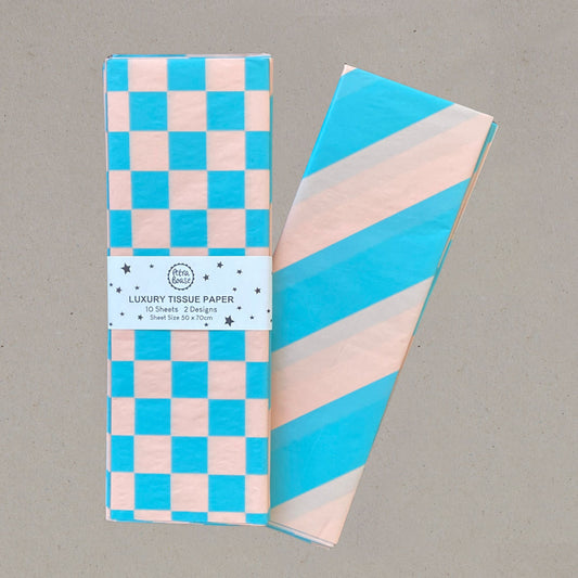 Luxury Tissue Paper - Peach and Sky, 10 Sheets.