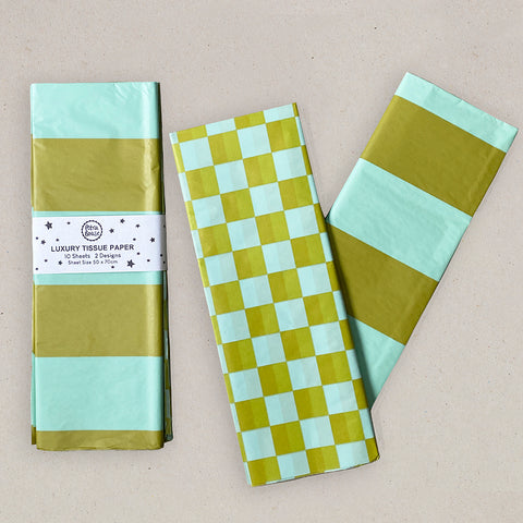 Luxury Tissue Paper - Olive/Turquoise
