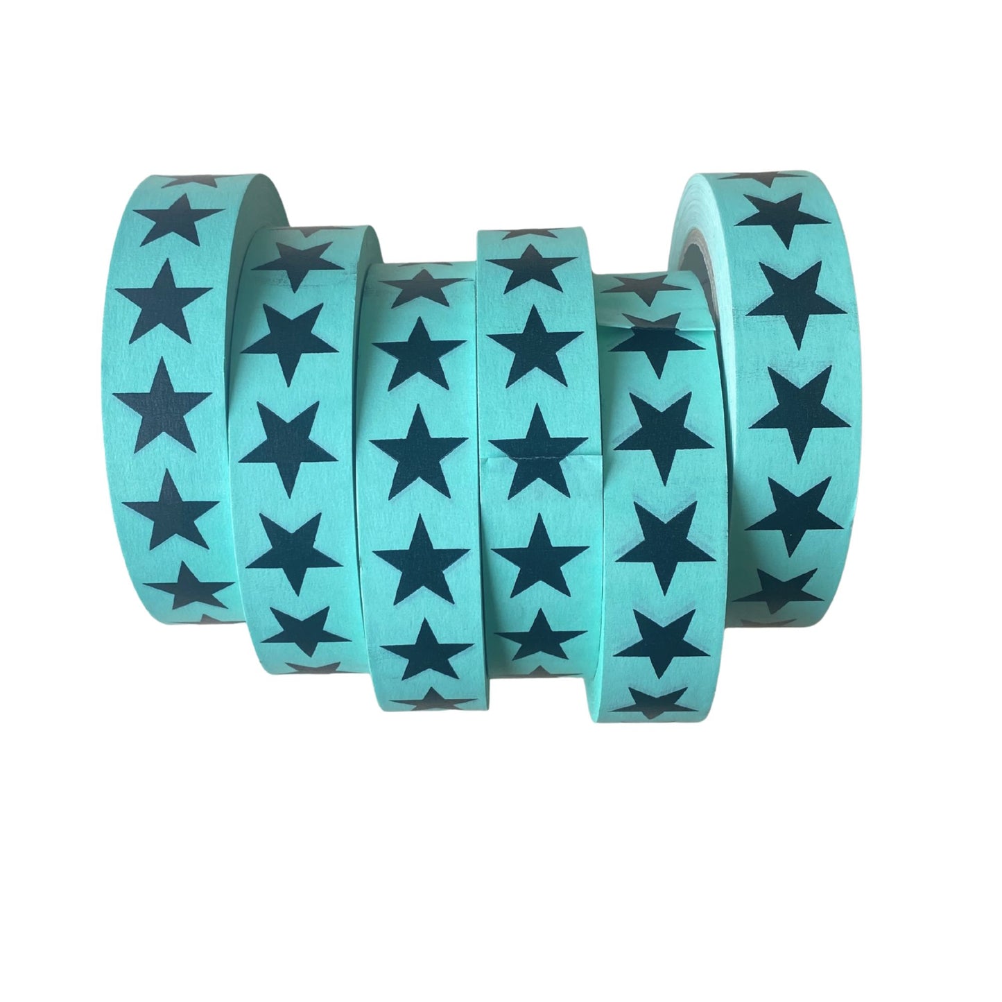 Turquoise blue Eco paper adhesive tape with black star print | Petra Boase