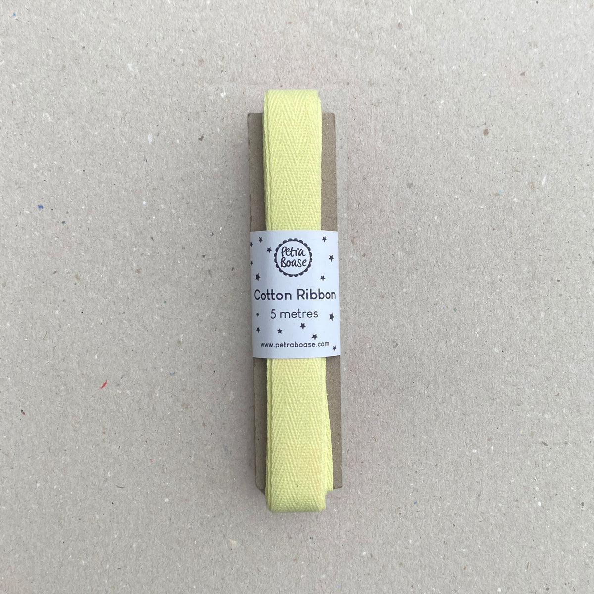 Yellow Cotton Herringbone Ribbon, 5 Metre Length