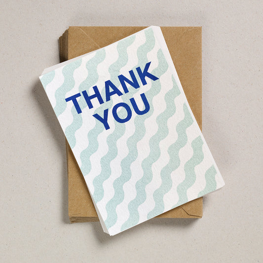 A6 Thank You Cards - Seafoam Wiggle