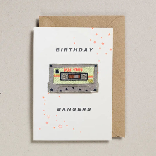 'Birthday Bangers' Mix Tape Iron On Patch Birthday Card