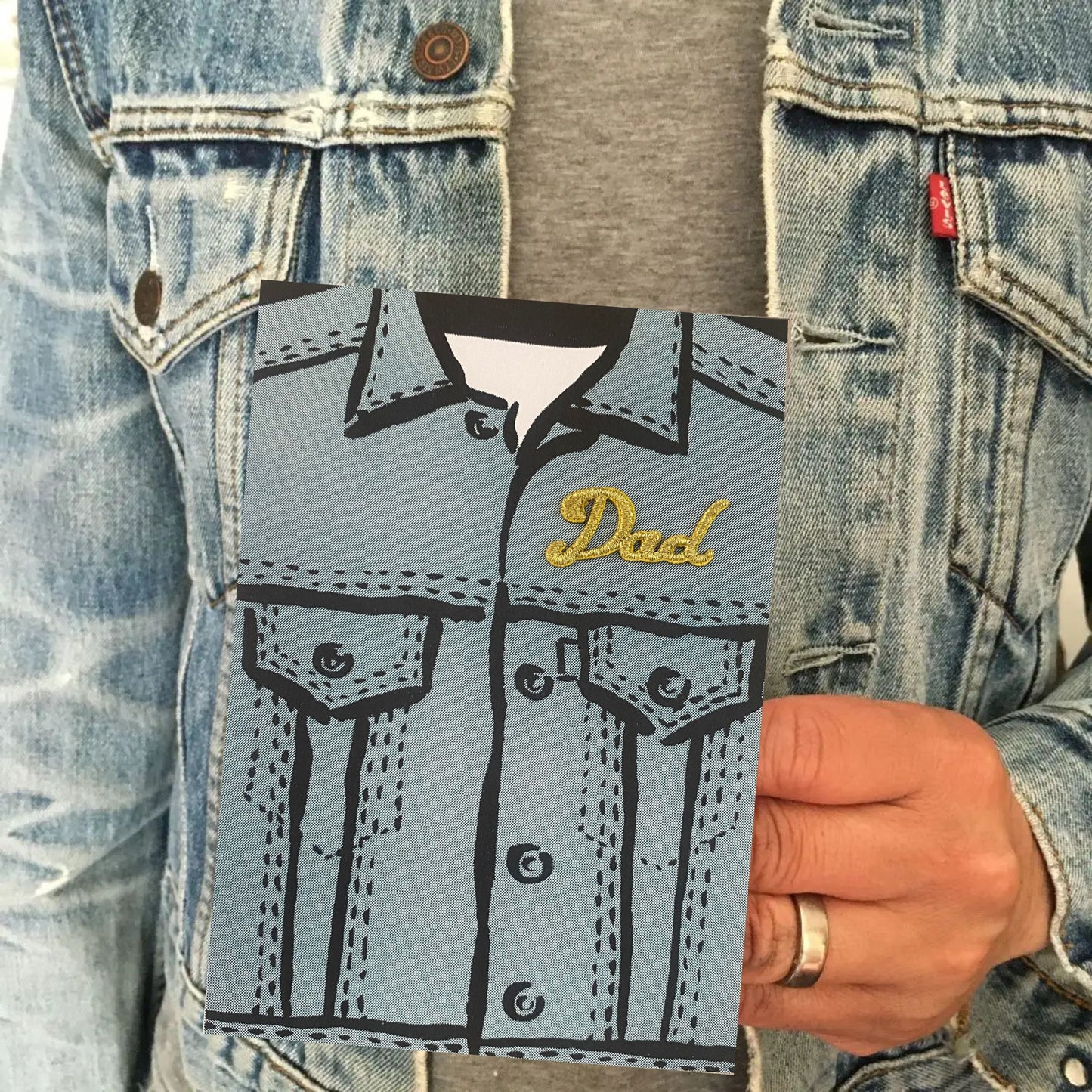 Denim Jacket Design Fathers Day Card for Cool Dads