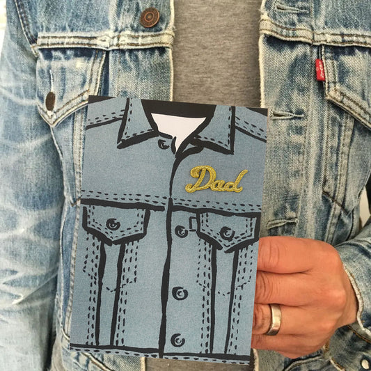 Denim Jacket Design Fathers Day Card for Cool Dads