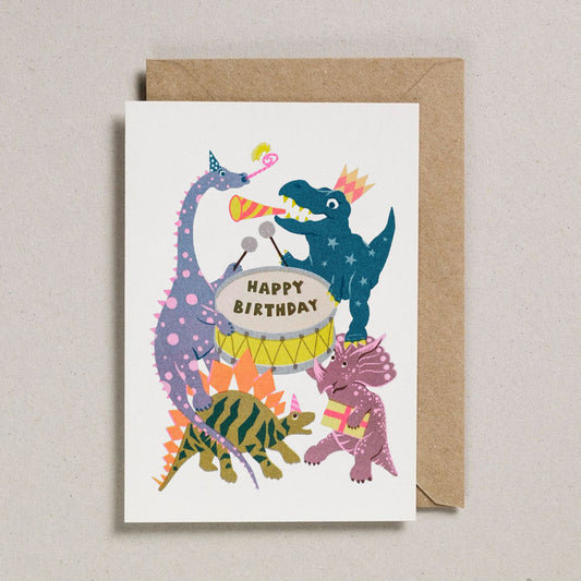 Kids Happy Birthday Card- Dinosaurs Party