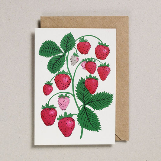 Strawberry Risograph Print Greeting Card