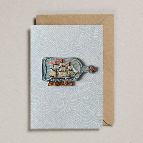 Iron on Patch Card - Ship In Bottle