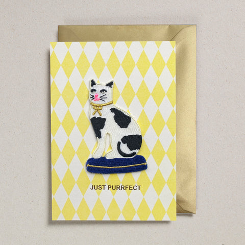 Iron on Patch Card - Cat With Bow