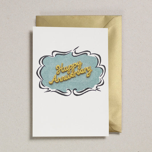 Embroidered Word Card - Happy Anniversary