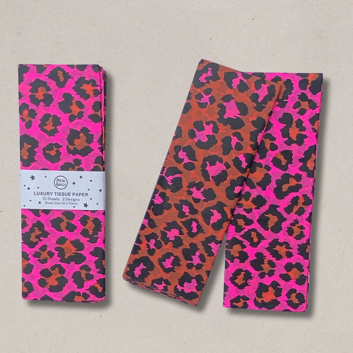 Luxury Tissue Paper - Ginger / Flouro Pink Leopard Print