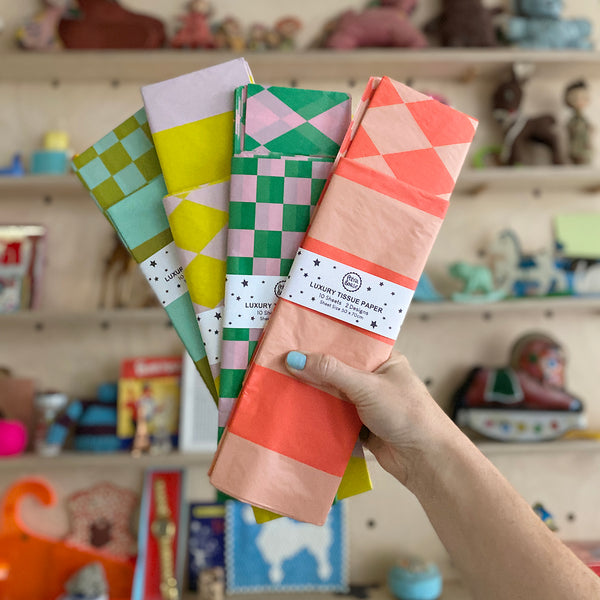 Luxury Tissue Paper - Green/Pink