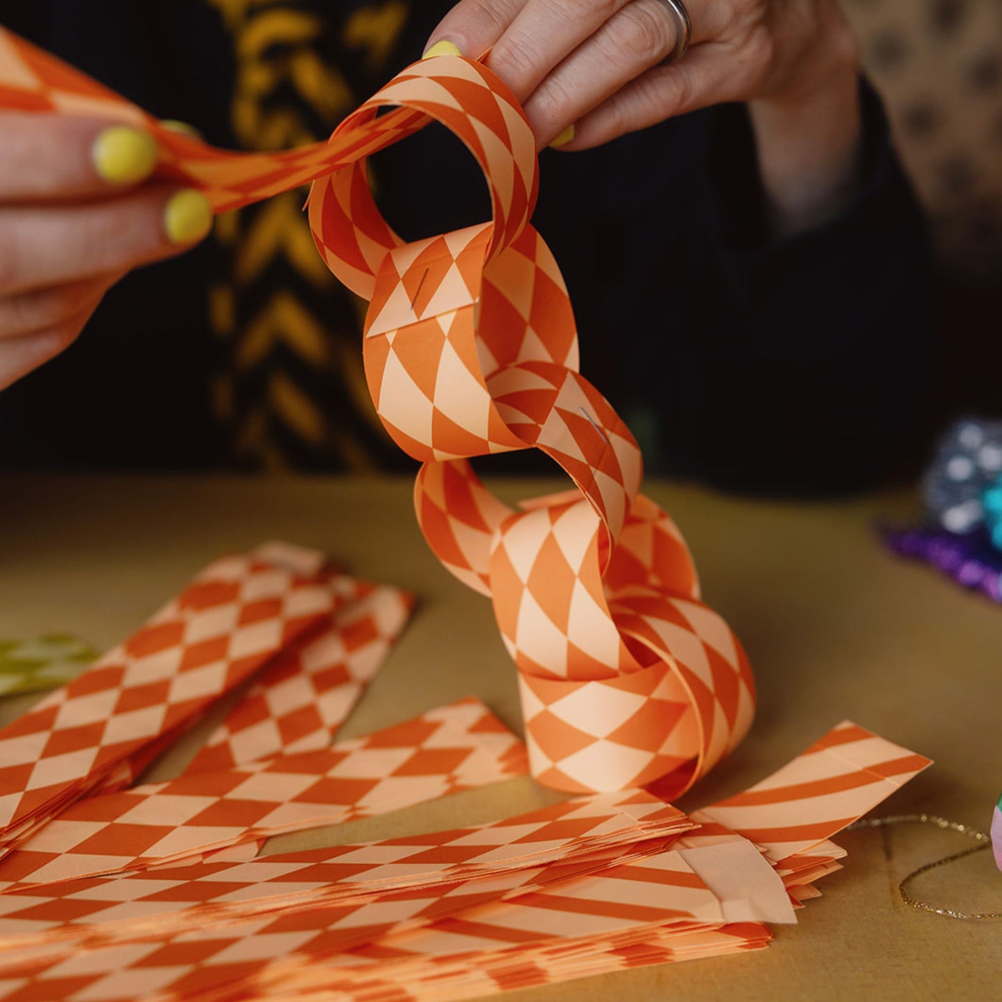 Pattern Paper Party & Gift Bags | Orange and Rust | Pack of 20