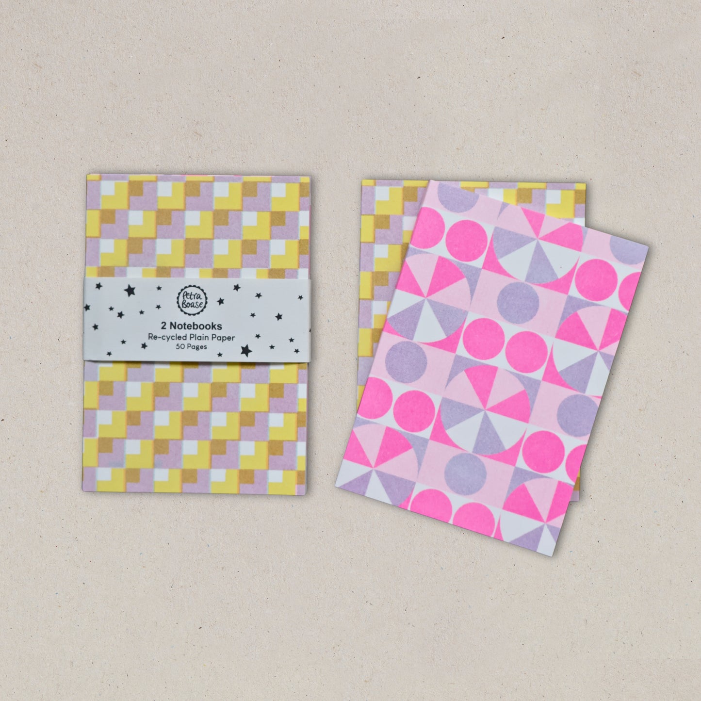 Set Of 2 Notebooks - Lilac/Yellow & Hot Pink