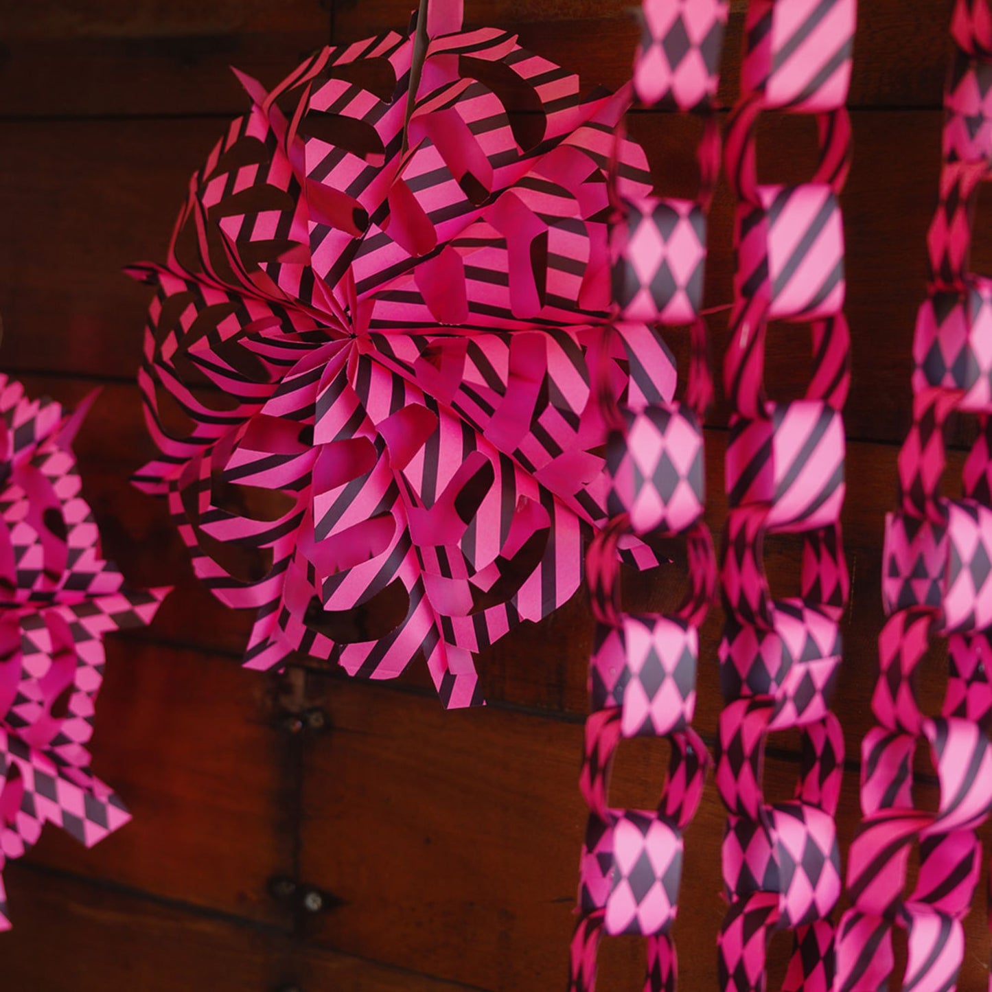 Pattern Paper Gift Bags | Flouro Pink and Black | Pack of 20