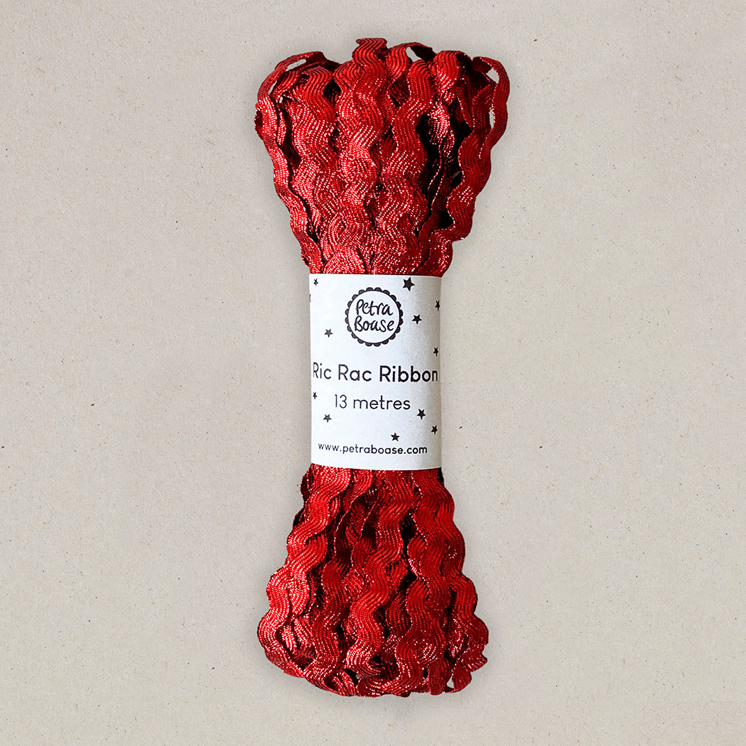 Metallic Ric Rac Ribbon - Ruby Red