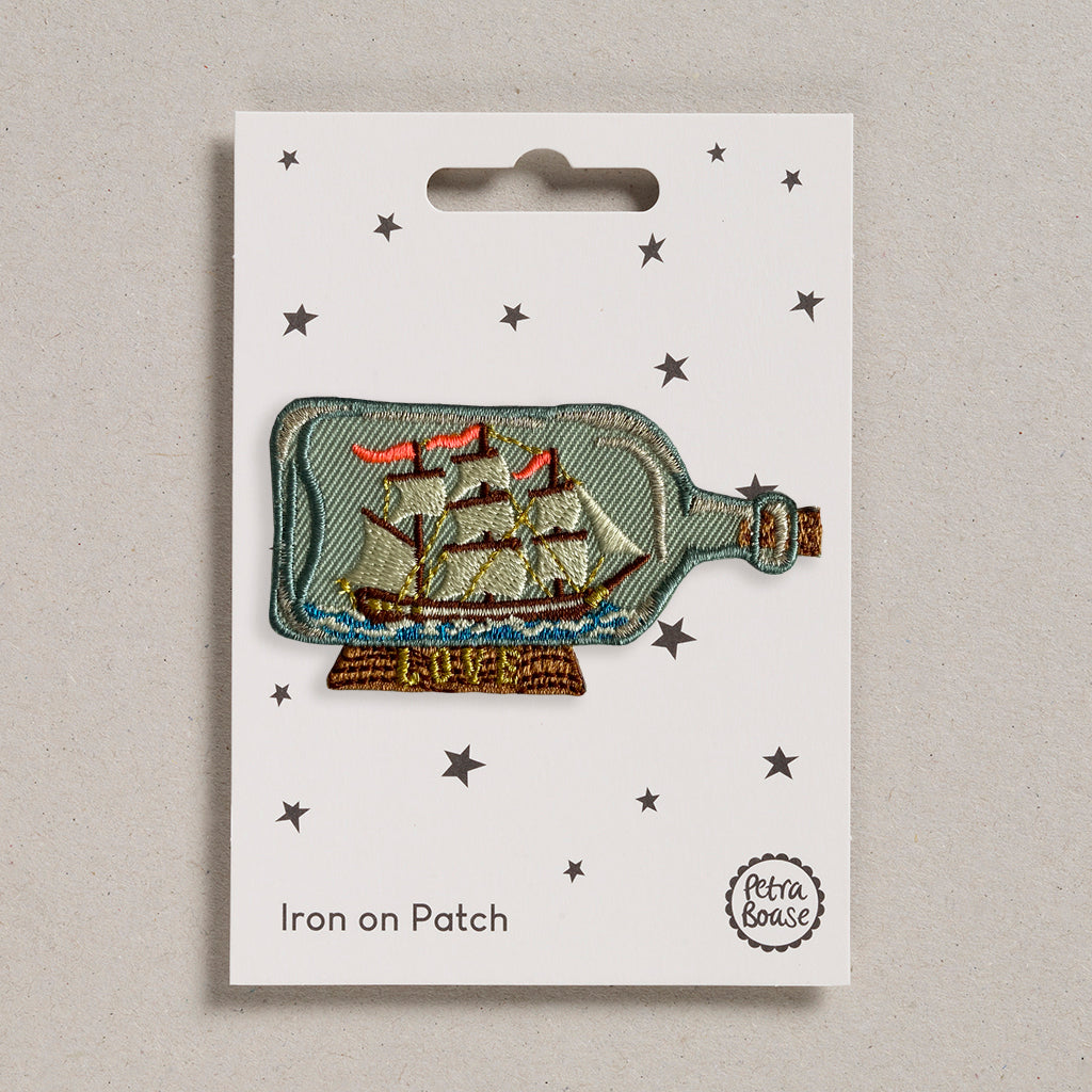 ship in a bottle iron on patch | Petra Boase gifts 