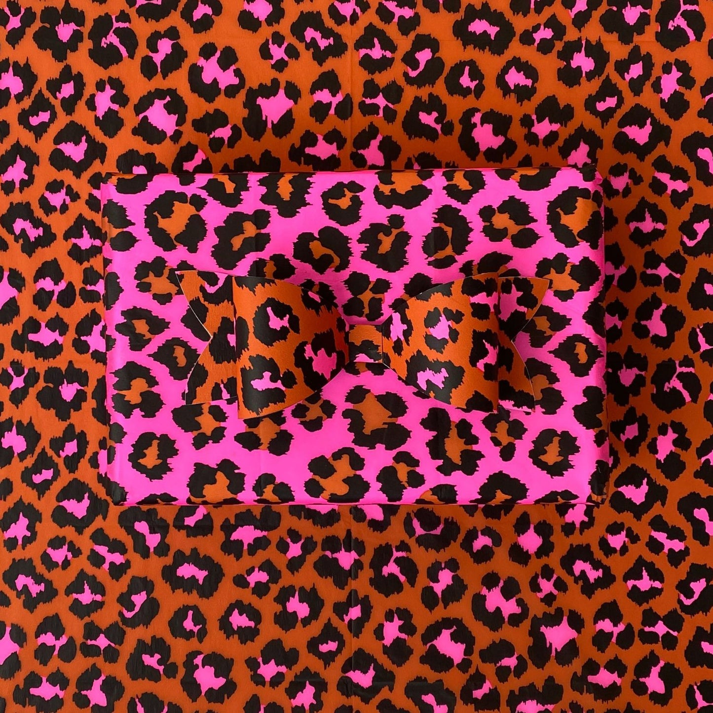 Luxury Tissue Paper - Ginger / Flouro Pink Leopard Print