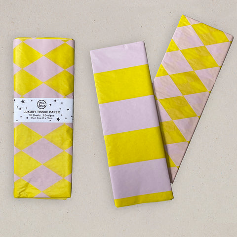 Luxury Tissue Paper - Acid Yellow/Dusty Lilac