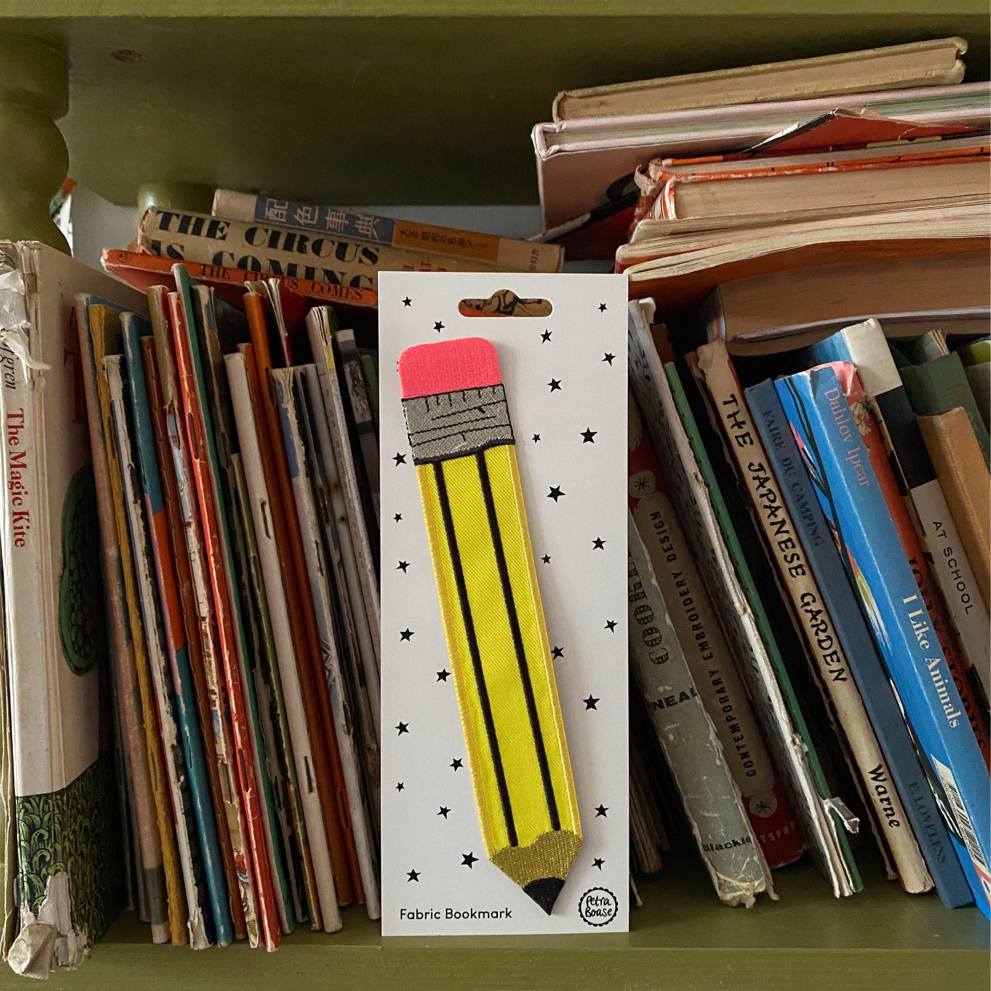 Retro Yellow Pencil Embroidered Fabric Bookmark | Petra Boase – Petra ...