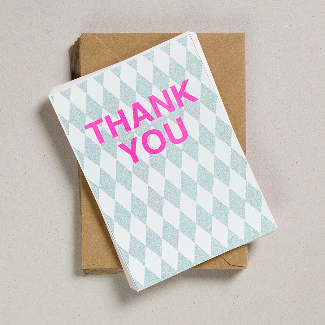 A6 Thank You Cards - Blue Diamond