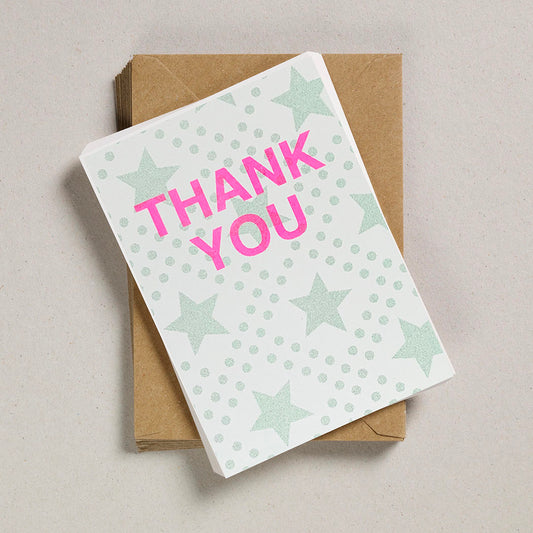 A6 Thank You Cards - Green Star & Spot