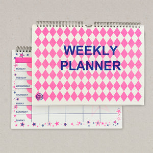 Weekly Planner - Blue & Pink Diamond