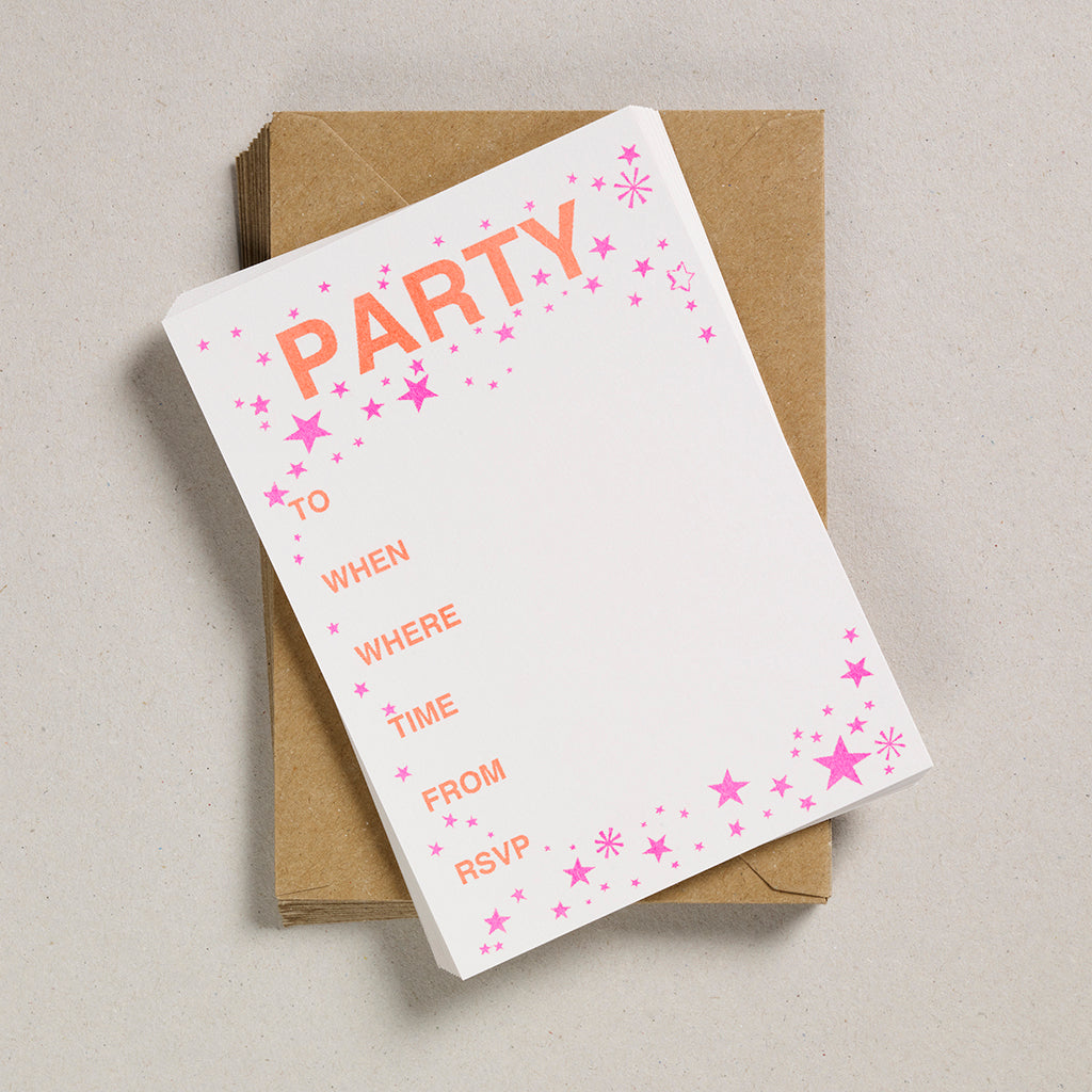 A6 Party Invites - Pink & Orange
