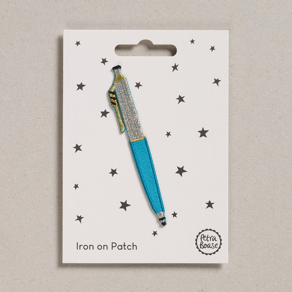 Blue ballpoint pen iron on patch | Petra Boase