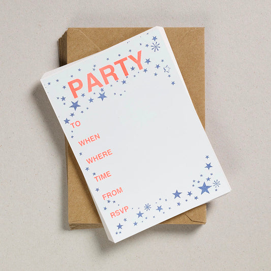 A6 Party Invites - Blue & Orange