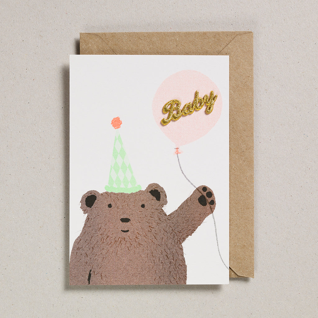 Riso Baby Card - Bear & Balloon