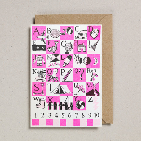 Riso Baby Card - Pink Alphabet