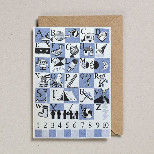 Riso Baby Card - Blue Alphabet