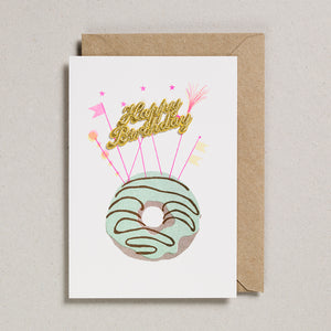 Cake Card - Happy Birthday - Mint Doughnut