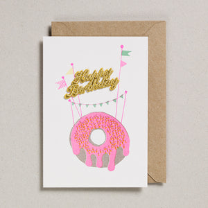 Cake Card - Happy Birthday - Pink Doughnut