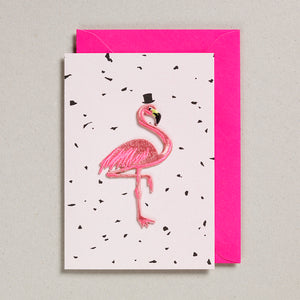 Iron on Patch Card - Flamingo - Pink