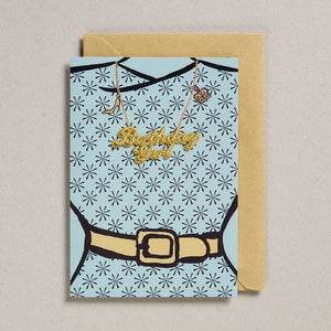 Gold Word Card - Turquoise Dress - Birthday Girl